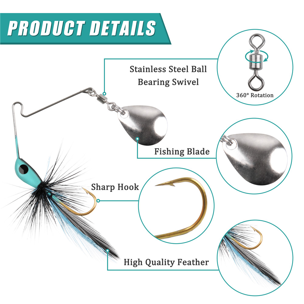 6Pcs/12Pcs Spinner bait Bass F - Fishing Lure Spinnerbait recension och pris